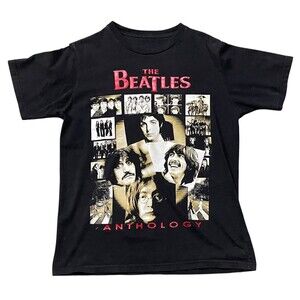 The Beatles Anthology Men’s Medium Black T Shirt Rock N Roll Band Tee